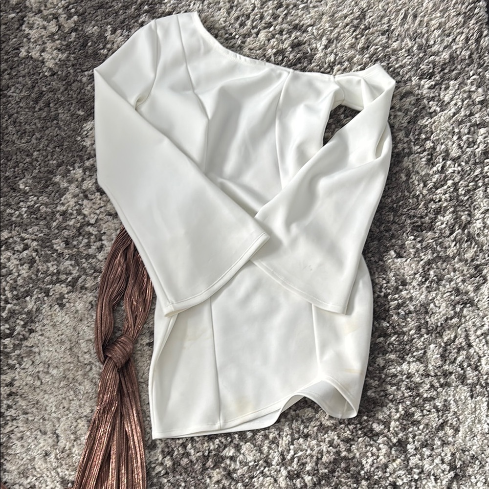 ASOS Elegant White One-Shoulder Top with Tassel Detail